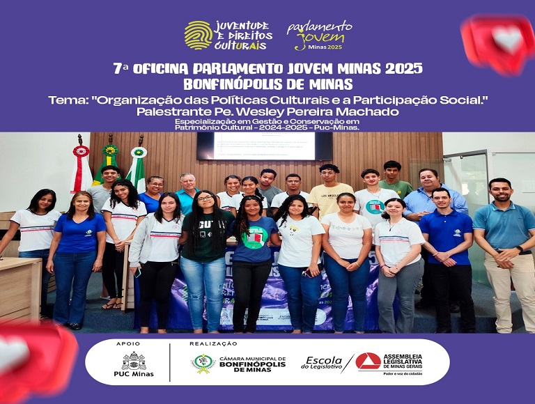 7ª Oficina do Parlamento Jovem de Bonfinópolis de Minas/MG.