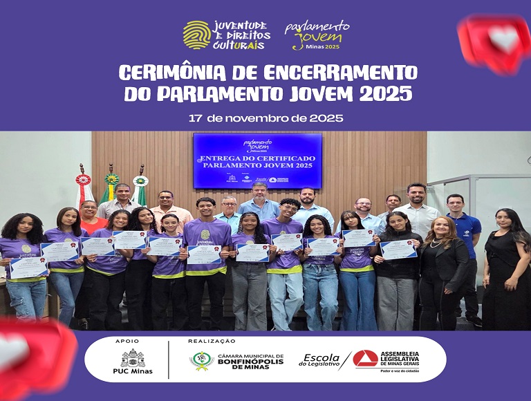 Cerimônia de Encerramento do Parlamento Jovem 2025.