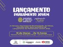Convite para Cerimônia de Lançamento do Parlamento Jovem 2025.